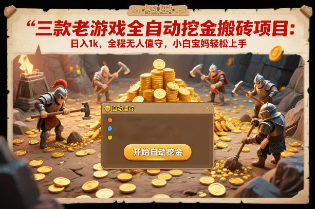 三款老游戏全自动挖金搬砖项目：日入1k，全程无人值守，小白宝妈轻松上手【揭秘】-鹊桥梦网创