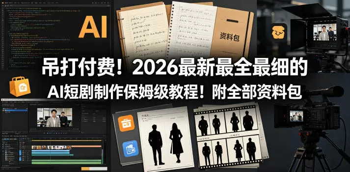 吊打付费!2026最新最全最细的AI短剧制作保姆级教程!附全部资料包-鹊桥梦网创