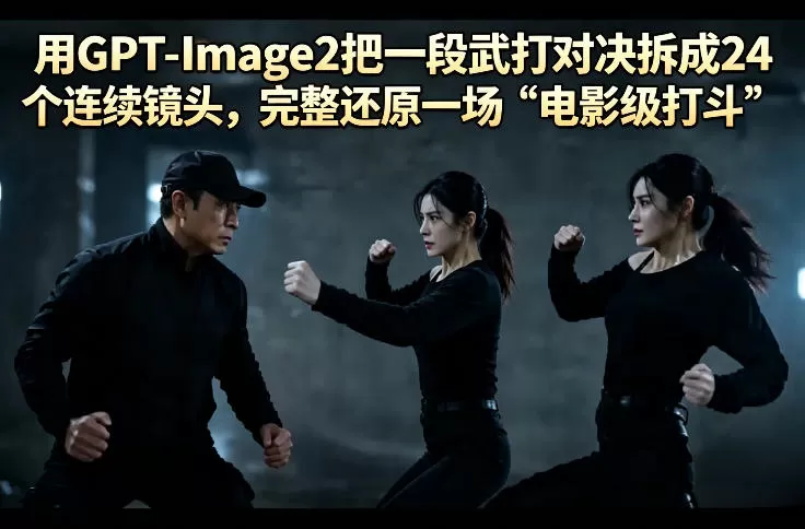 用GPT-Image2把一段武打对决拆成24个连续镜头，完整还原一场“电影级打斗”-鹊桥梦网创