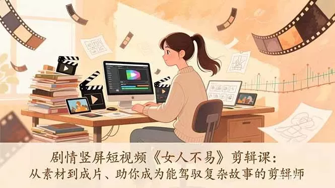 （17305期）剧情竖屏短视频《女人不易》剪辑课：从素材到成片、助你成为能驾驭复杂故事的剪辑师-鹊桥梦网创