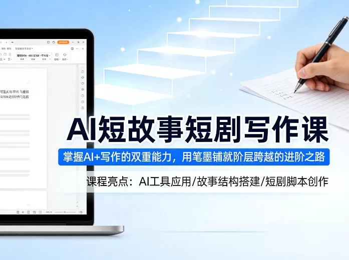 AI短故事短剧写作课,掌握AI+写作的双重能力,用笔墨铺就阶层跨越的进阶之路-鹊桥梦网创