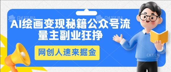 AI绘画变现秘籍：公众号流量主副业狂挣，网创人速来掘金-鹊桥梦网创