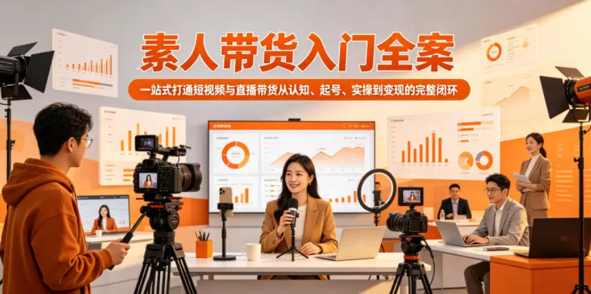 素人带货入门全案,一站式打通短视频与直播带货从认知、起号、实操到变现的完整闭环-鹊桥梦网创