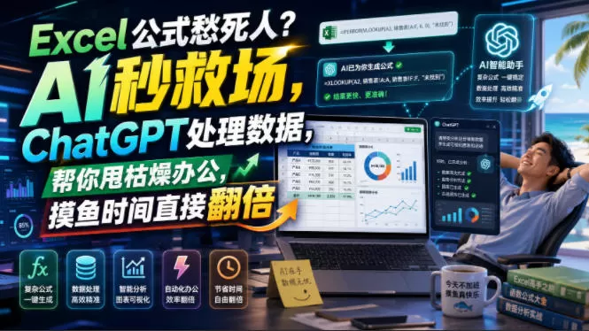 Excel公式愁死人?AI秒救场,ChatGPT处理数据,帮你甩枯燥办公,摸鱼时间直接翻倍【原创双语字幕】-鹊桥梦网创