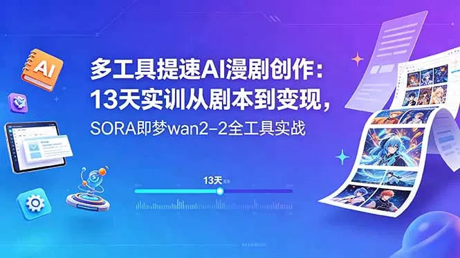 多工具提速AI漫剧创作:13天实训从剧本到变现,SORA即梦wan2-2全工具实战-鹊桥梦网创