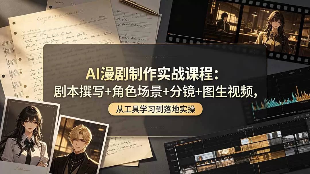 AI漫剧制作实战课程:剧本撰写+角色场景+分镜+图生视频,从工具学习到落地实操-鹊桥梦网创