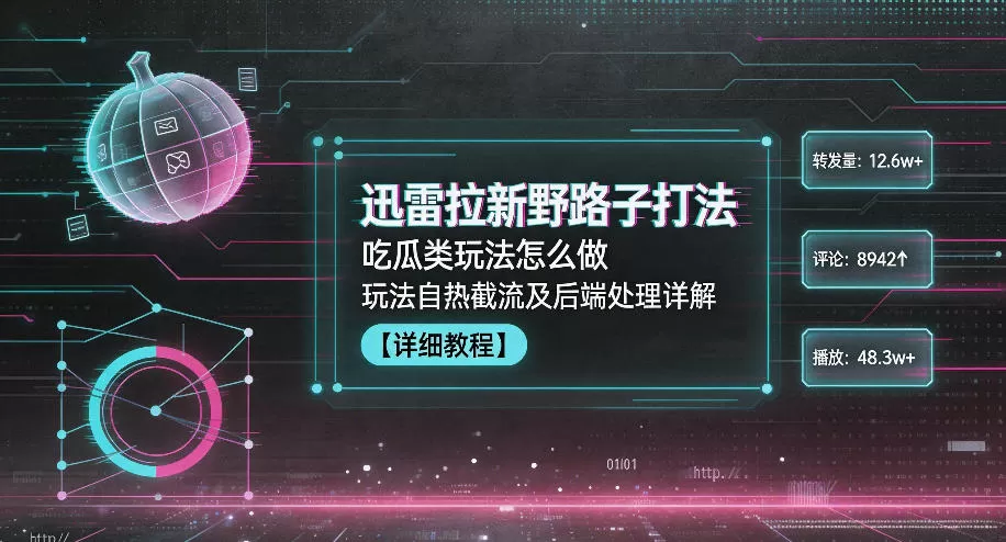 迅雷拉新野路子打法,吃瓜类玩法怎么做,玩法自热截流及后端处理详解-鹊桥梦网创