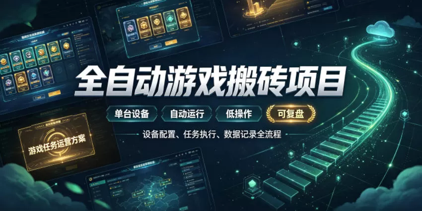 实现全自动游戏搬砖躺賺，每日稳定收益千元，近几年最稳，一台设备就能做！【揭秘】