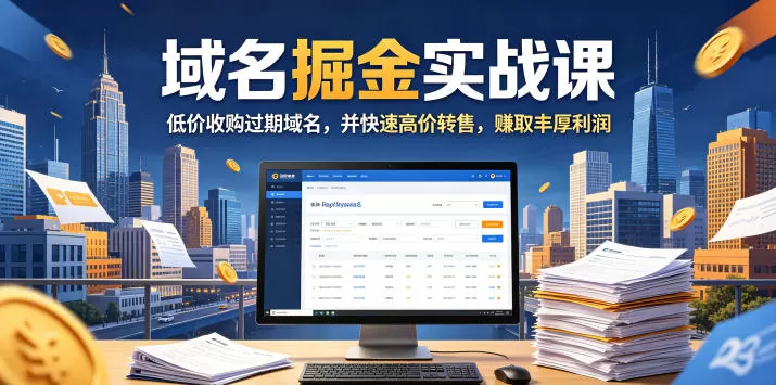 域名交易掘金实战课，低价收购过期域名，并快速高价转售，賺取丰厚利润【原创双语字幕】-鹊桥梦网创