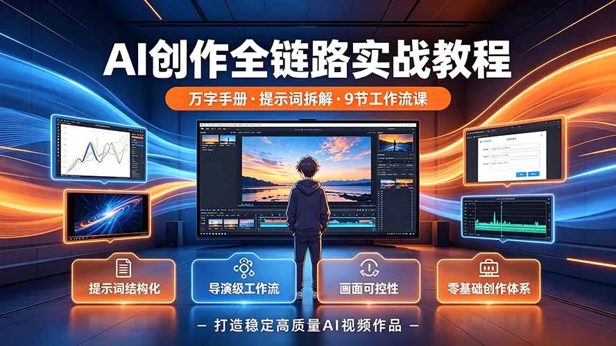AI创作全链路实战教程｜万字手册·提示词拆解·9节工作流课，打造稳定高质量AI视频作品-鹊桥梦网创
