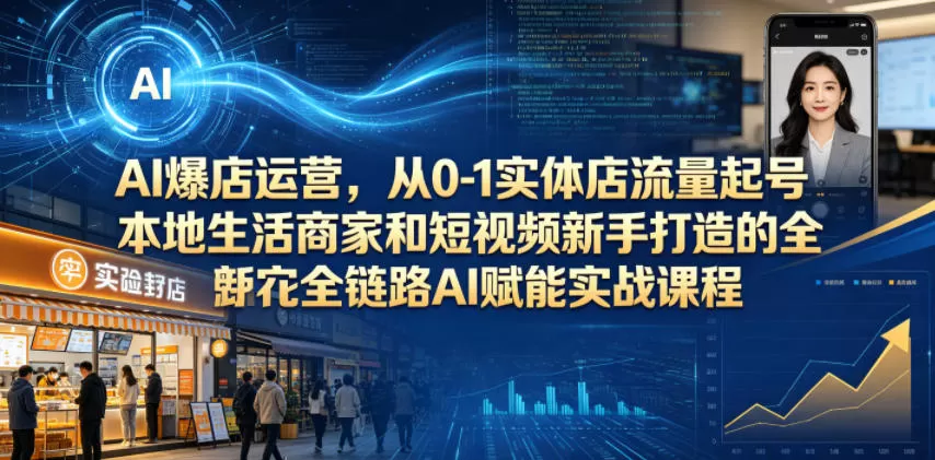 AI爆店运营，从0-1实体店流量起号，本地生活商家和短视频新手打造的全链路AI赋能实战课程-鹊桥梦网创