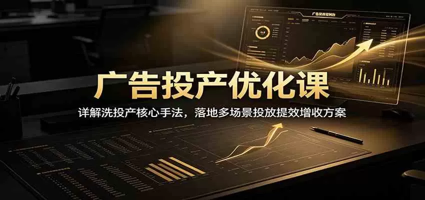 广告投产优化课：详解洗投产核心手法，落地多场景投放提效增收方案