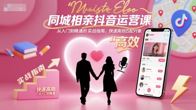 同城相亲抖音运营课,从入门到精通的实战指南,快速高效匹配对象-鹊桥梦网创