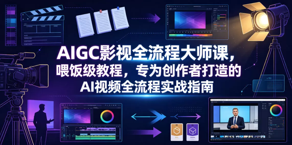 AIGC影视全流程大师课,喂饭级教程,专为创作者打造的AI视频全流程实战指南-鹊桥梦网创