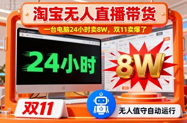淘宝无人直播带货，一台电脑214小时卖8W，双11卖爆了【揭秘】-鹊桥梦网创