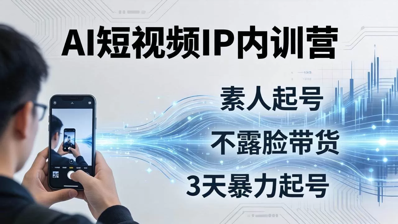 (19208期)2026AI短视频IP内训营-更新:从素人起号到不露脸带货,3天暴力起号全流程拆解-鹊桥梦网创