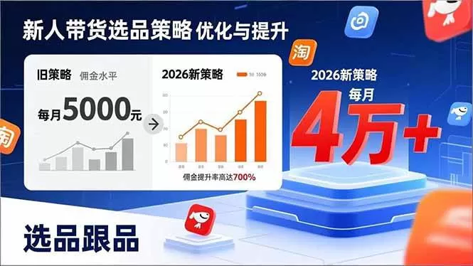 （17480期）新人带货别瞎选品！这套2026全新选品跟品策略，让我的佣金从0做到每月4万+-鹊桥梦网创