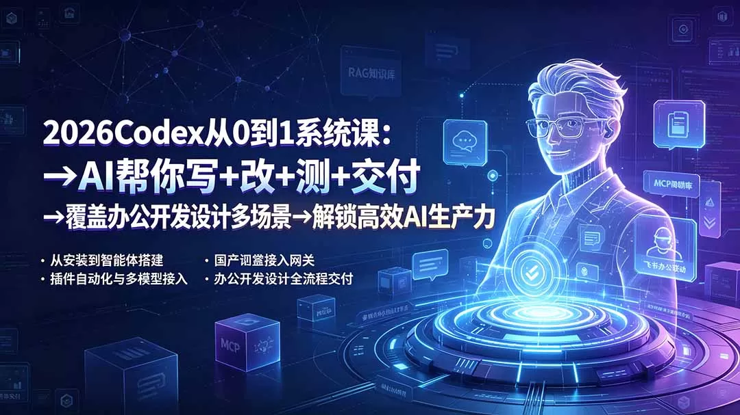 2026Codex从0到1系统课：→AI帮你写+改+测+交付→覆盖办公开发设计多场景→解锁高效AI生产力-鹊桥梦网创