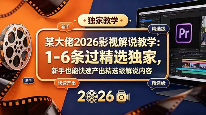 某大佬2026影视解说教学：1-6条过精选独家，新手也能快速产出精选级解说内容-鹊桥梦网创