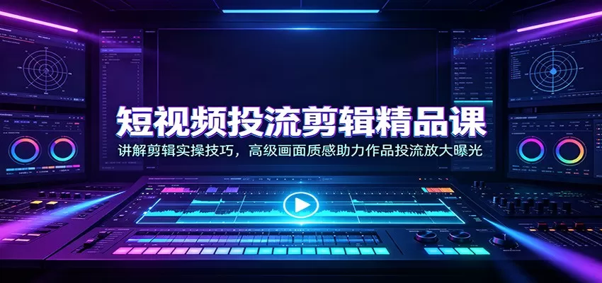 短视频投流剪辑精品课：讲解剪辑实操技巧，高级画面质感助力作品投流放大曝光-鹊桥梦网创