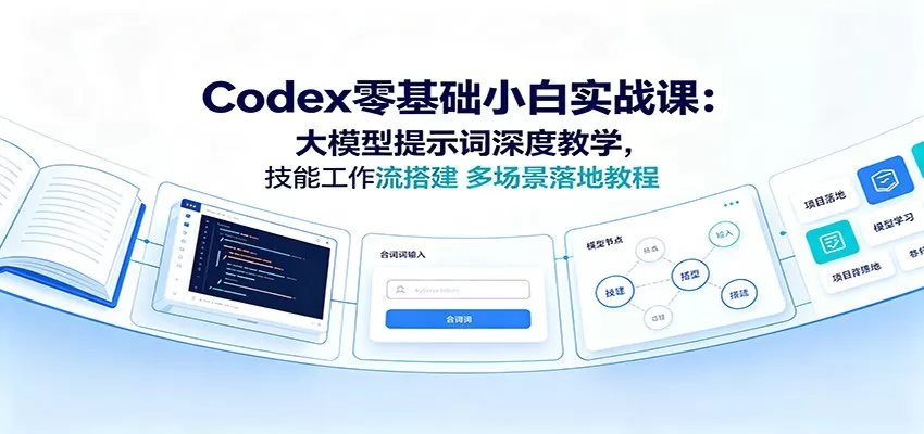Codex零基础小白实战课：大模型提示词深度教学，技能工作流搭建多场景落地教程