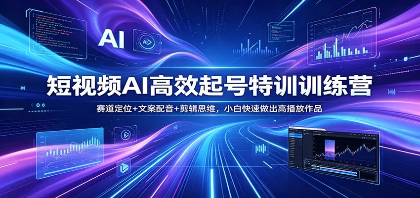 短视频AI高效起号特训训练营：赛道定位+文案配音+剪辑思维，小白快速做出高播放作品-鹊桥梦网创