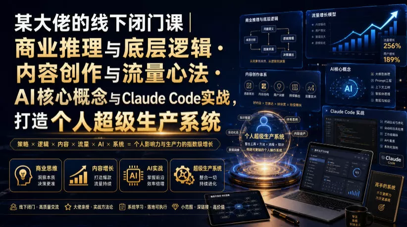 某大佬的线下闭门课|商业推理与底层逻辑・内容创作与流量心法・AI核心概念与Claude Code实战,打造个人超级生产系统【录音+图片】-鹊桥梦网创