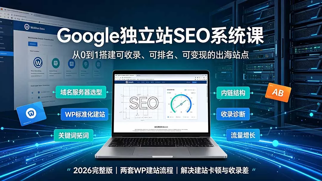 Google独立站SEO-7月系统课:出海基建×WordPress建站×AI内容生产×站内外优化×Search Console×AdSense变现-鹊桥梦网创