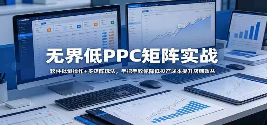 无界低PPC矩阵实战:软件批量操作+多矩阵玩法,手把手教你降低投产成本提升店铺效益-鹊桥梦网创