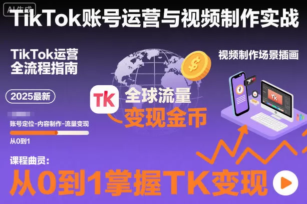 2025最新TikTok账号运营与视频制作实战全流程，从0到1掌握TK变现（含11月最新TK搬运技术）-鹊桥梦网创