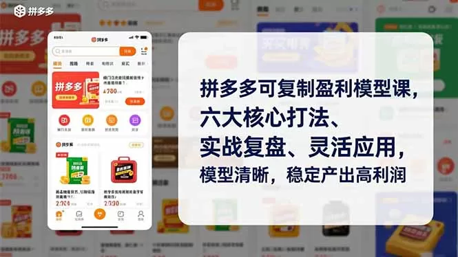 拼多多可复制盈利模型课，六大核心打法、实战复盘、灵活应用，模型清晰，稳定产出高利润-鹊桥梦网创