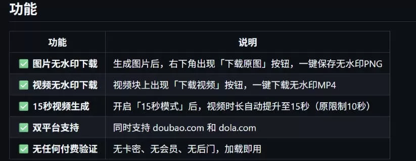 豆包生成15秒视频——浏览器插件,开源免费,纯净无验证,无需任何激活码 豆包生成15秒视频——浏览器插件,开源免费,纯净无验证,无需任何激活码