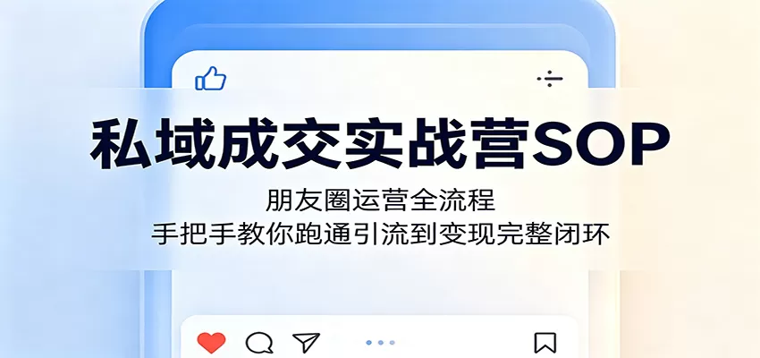 私域成交实战营SOP：朋友圈运营全流程，手把手教你跑通引流到变现完整闭环-鹊桥梦网创