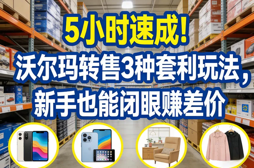 5小时速成！沃尔玛转售3种套利玩法，新手也能闭眼賺差价-鹊桥梦网创