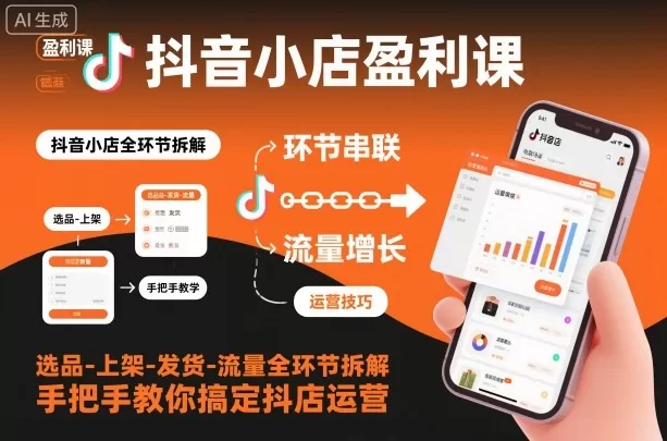 抖音小店盈利课-选品-上架-发货-流量全环节拆解,手把手教你搞定抖店运营 抖音小店盈利课-选品-上架-发货-流量全环节拆解,手把手教你搞定抖店运营