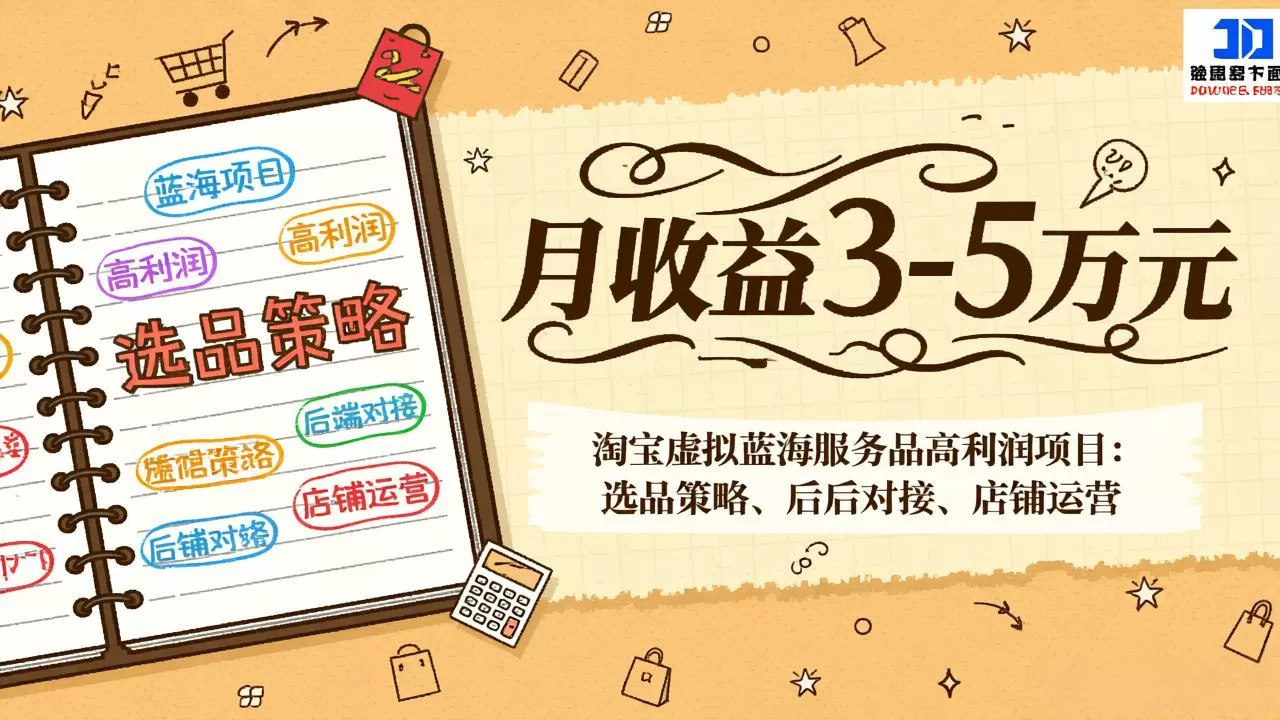 淘宝虚拟蓝海服务品高利润项目：选品策略、后端对接、店铺运营，月收益可达3-5万元-鹊桥梦网创