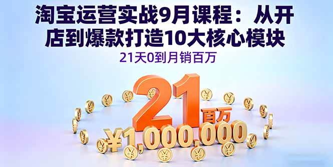 （16101期）淘宝运营实战9月课程：从开店到爆款打造10大核心模块，21天0到月销百万-鹊桥梦网创