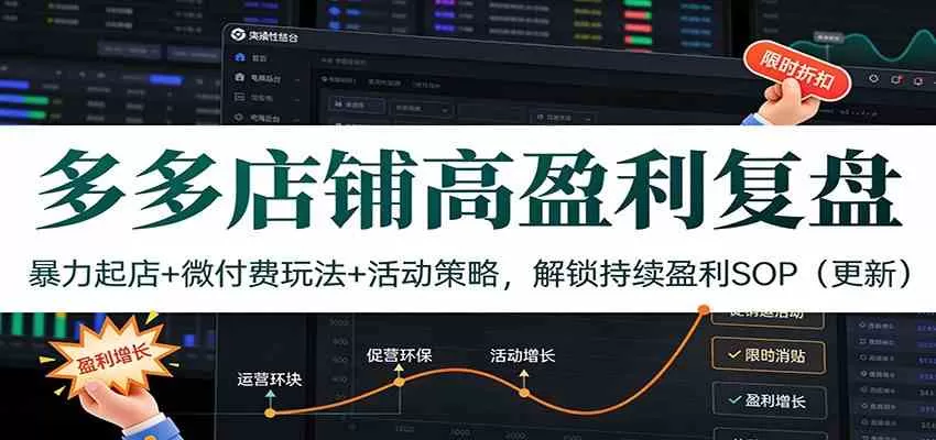 多多店铺高盈利复盘:暴力起店+微付费玩法+活动策略,解锁持续盈利SOP(更新)-鹊桥梦网创
