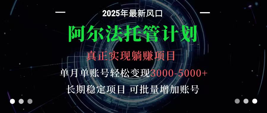 阿尔法托管计划 单账号月入3000-5000,长期稳定项目,新手小白轻松上手-鹊桥梦网创