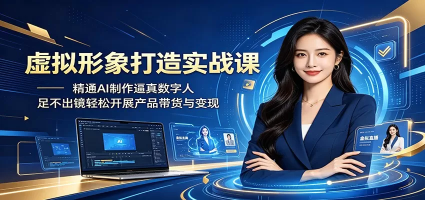 虚拟形象打造实战课：精通AI制作逼真数字人，足不出镜轻松开展产品带货与变现-鹊桥梦网创