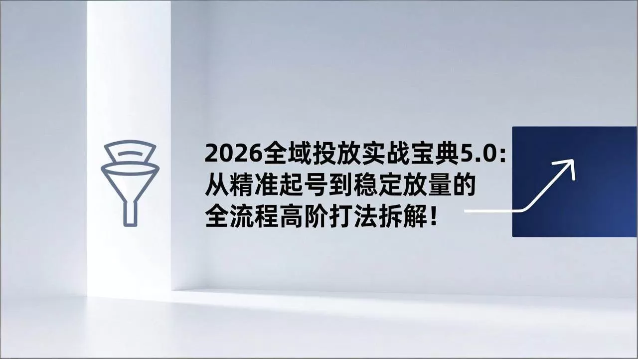 （17156期）2026全域投放实战宝典5.0：从精准起号到稳定放量的全流程高阶打法拆解！-鹊桥梦网创