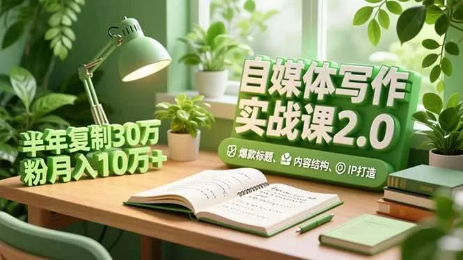 （16734期）自媒体写作实战课2.0，爆款标题、内容结构、IP打造，半年复制30万粉月入10万+