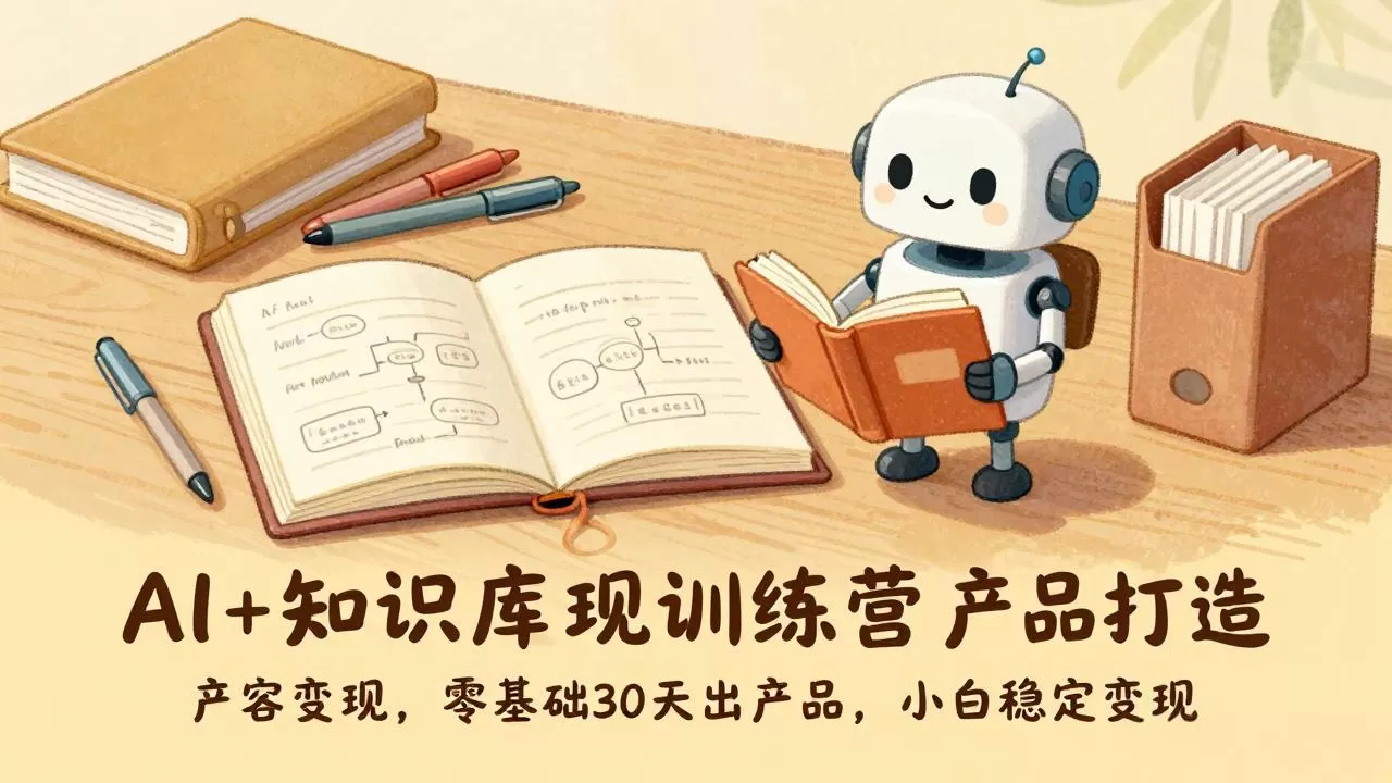 AI+知识库变现训练营，产品打造、内容创作、全平台变现，零基础30天出产品，小白稳定变现-鹊桥梦网创