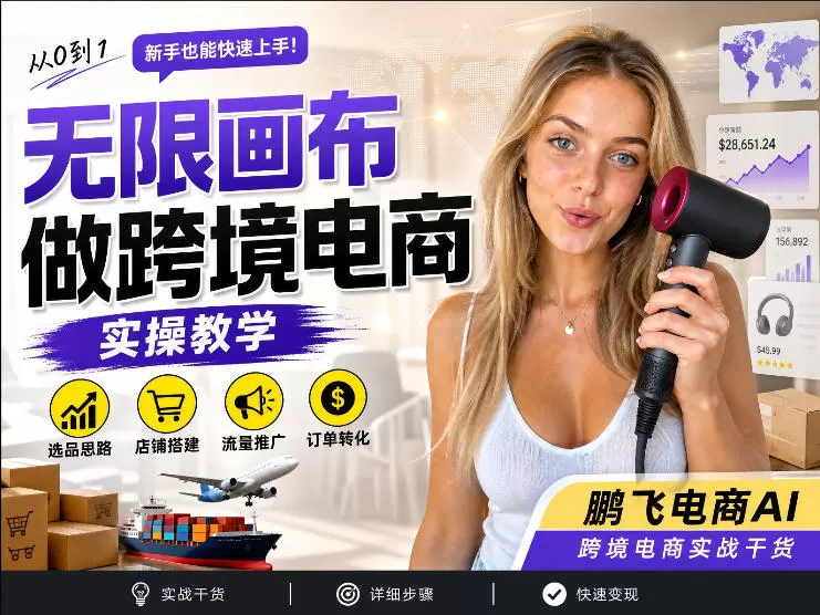 【跨境电商必备】AI无线画布制作商品宣传视频，四步搞定，无线画布工作流，操作简单好上手-鹊桥梦网创