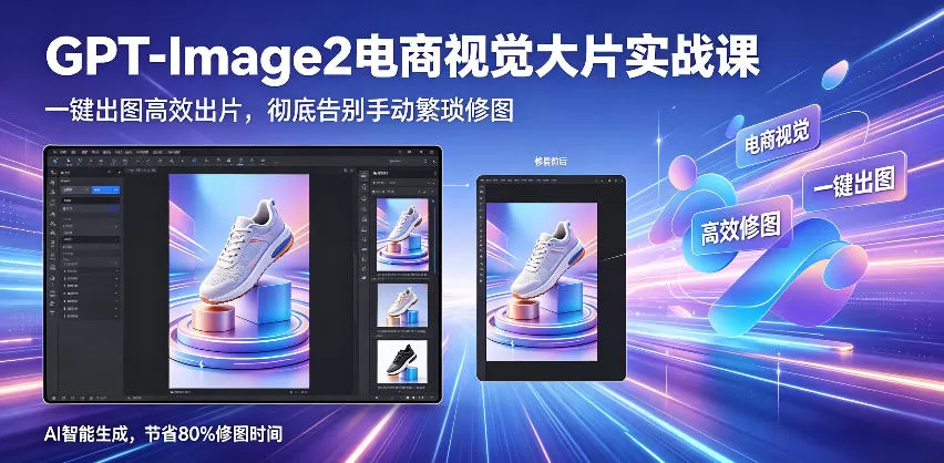 GPT-Image2电商视觉大片实战课，一键出图高效出片，彻底告别手动繁琐修图（更新）-鹊桥梦网创