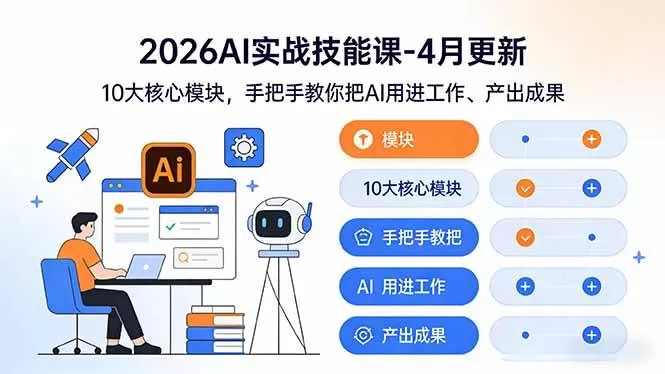 （17941期）2026AI实战技能课-4月更新：10大核心模块，手把手教你把AI用进工作、产出成果-鹊桥梦网创