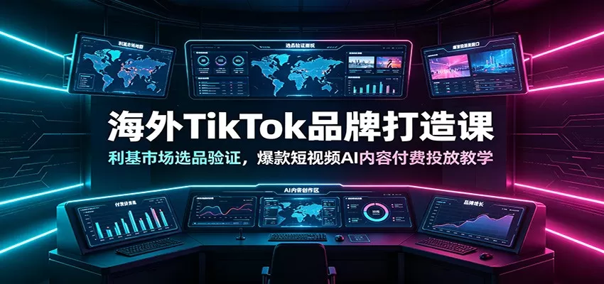 海外TikTok品牌打造课:利基市场选品验证,爆款短视频AI内容付费投放教学-鹊桥梦网创