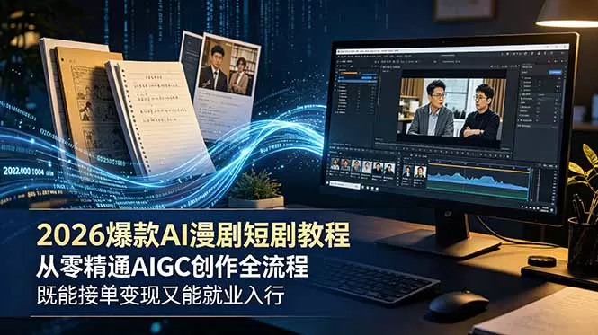2026 爆款 AI 漫剧短剧教程 从零精通 AIGC 创作全流程 既能接单变现又能就业入行-鹊桥梦网创