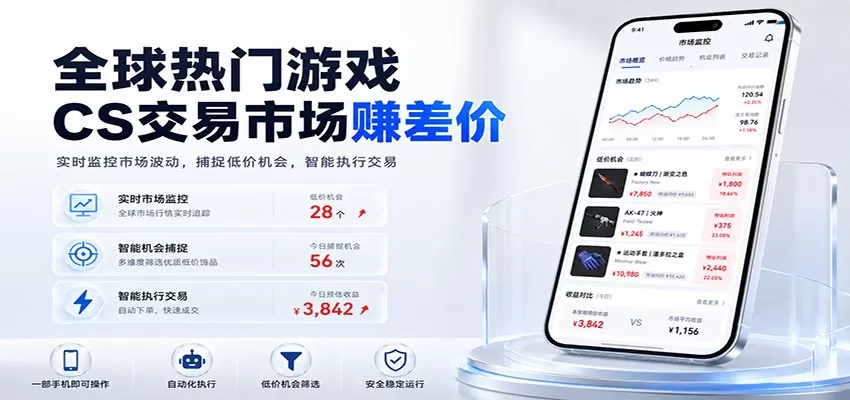 全球热门游戏CS交易市场赚差价,一个账号一部手机即可稳定运行,月入过万-鹊桥梦网创