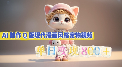 AI制作Q版现代漫画风格宠物视频，单日变现几张-鹊桥梦网创